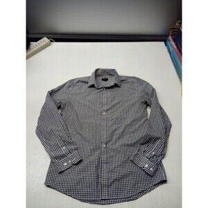 H&M Slim Fit Checkered Navy White Button Down Size Medium